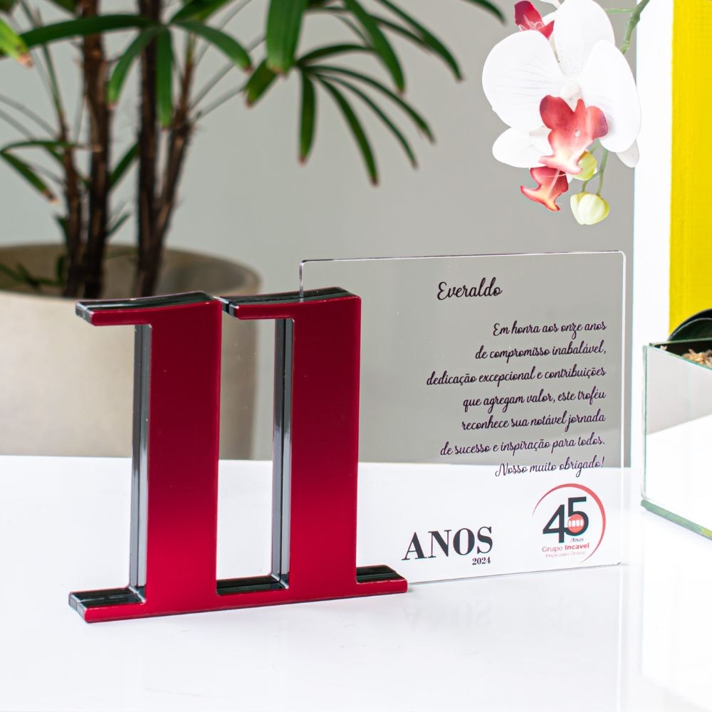 Placa Homenagem em Acrílico Personalizada 11 Anos Placa Homenagem em Acrílico Personalizada 11 Anos