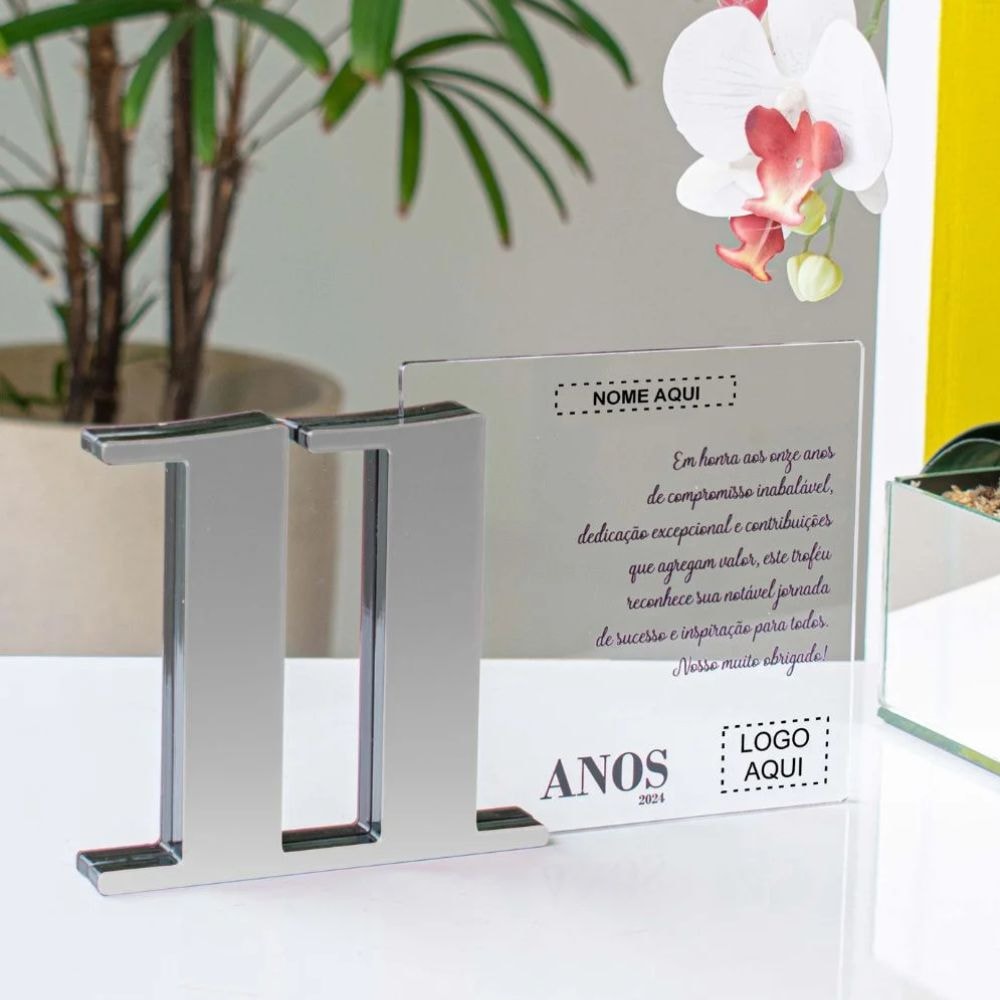 Placa Homenagem em Acrílico Personalizada 11 Anos Placa Homenagem em Acrílico Personalizada 11 Anos