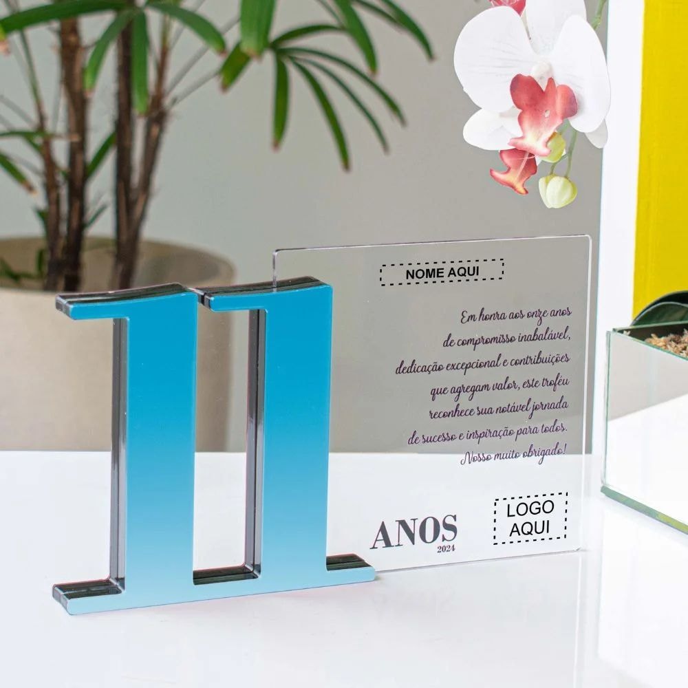 Placa Homenagem em Acrílico Personalizada 11 Anos Placa Homenagem em Acrílico Personalizada 11 Anos
