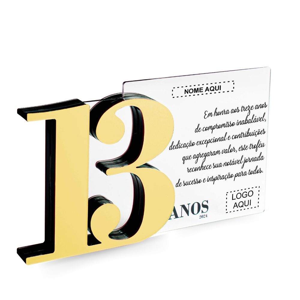 Placa Homenagem em Acrílico Personalizada 13 Anos Placa Homenagem em Acrílico Personalizada 13 Anos