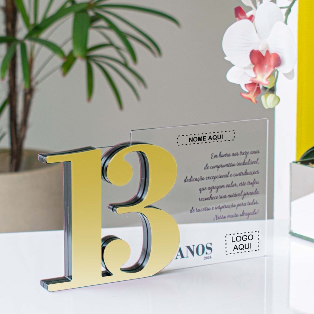 Placa Homenagem em Acrílico Personalizada 13 Anos Placa Homenagem em Acrílico Personalizada 13 Anos