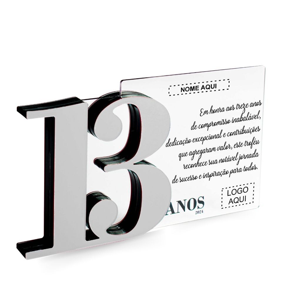 Placa Homenagem em Acrílico Personalizada 13 Anos Placa Homenagem em Acrílico Personalizada 13 Anos