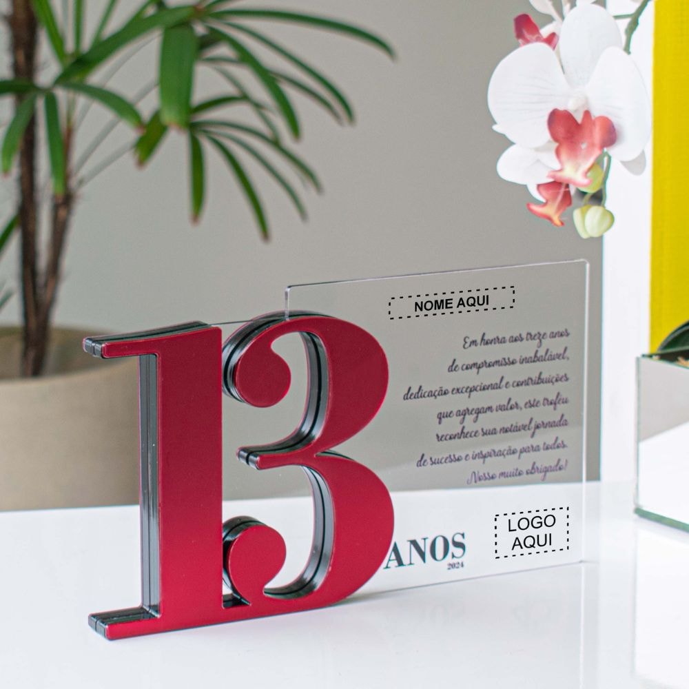 Placa Homenagem em Acrílico Personalizada 13 Anos Placa Homenagem em Acrílico Personalizada 13 Anos