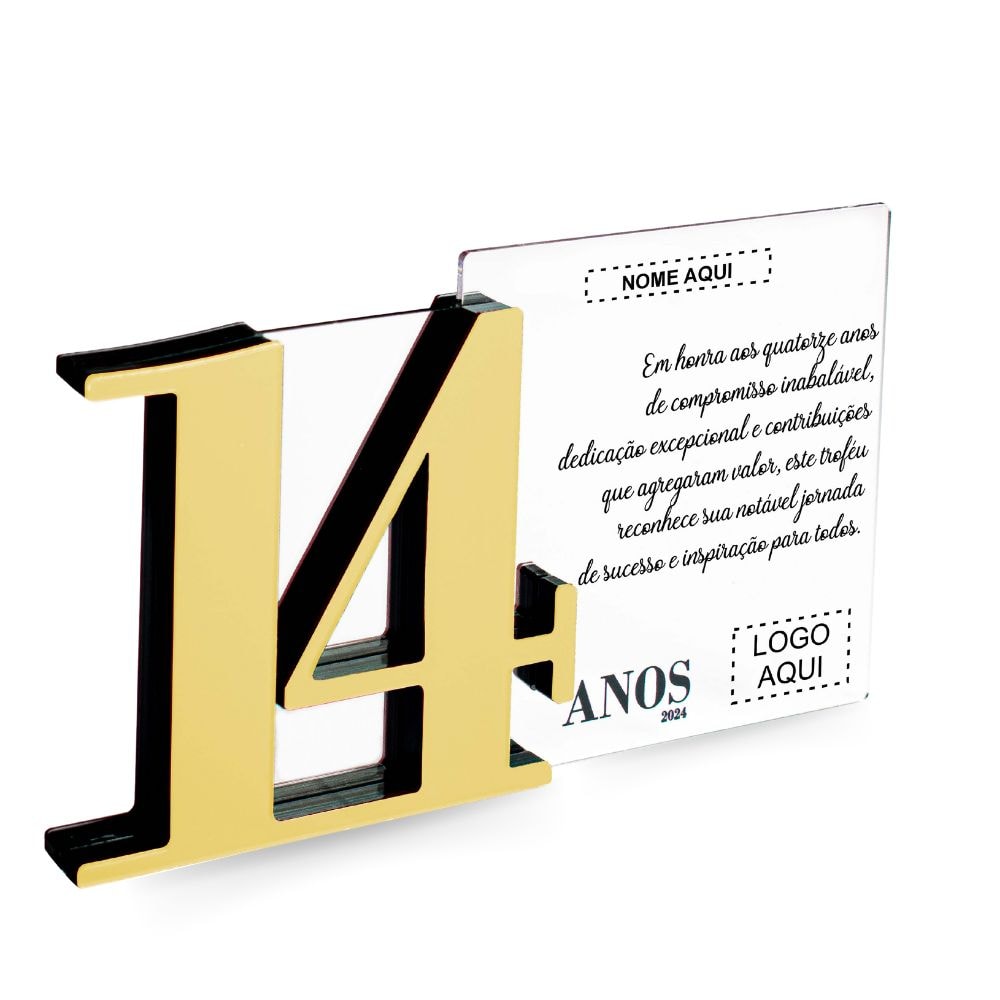 Placa Homenagem em Acrílico Personalizada 14 Anos Placa Homenagem em Acrílico Personalizada 14 Anos