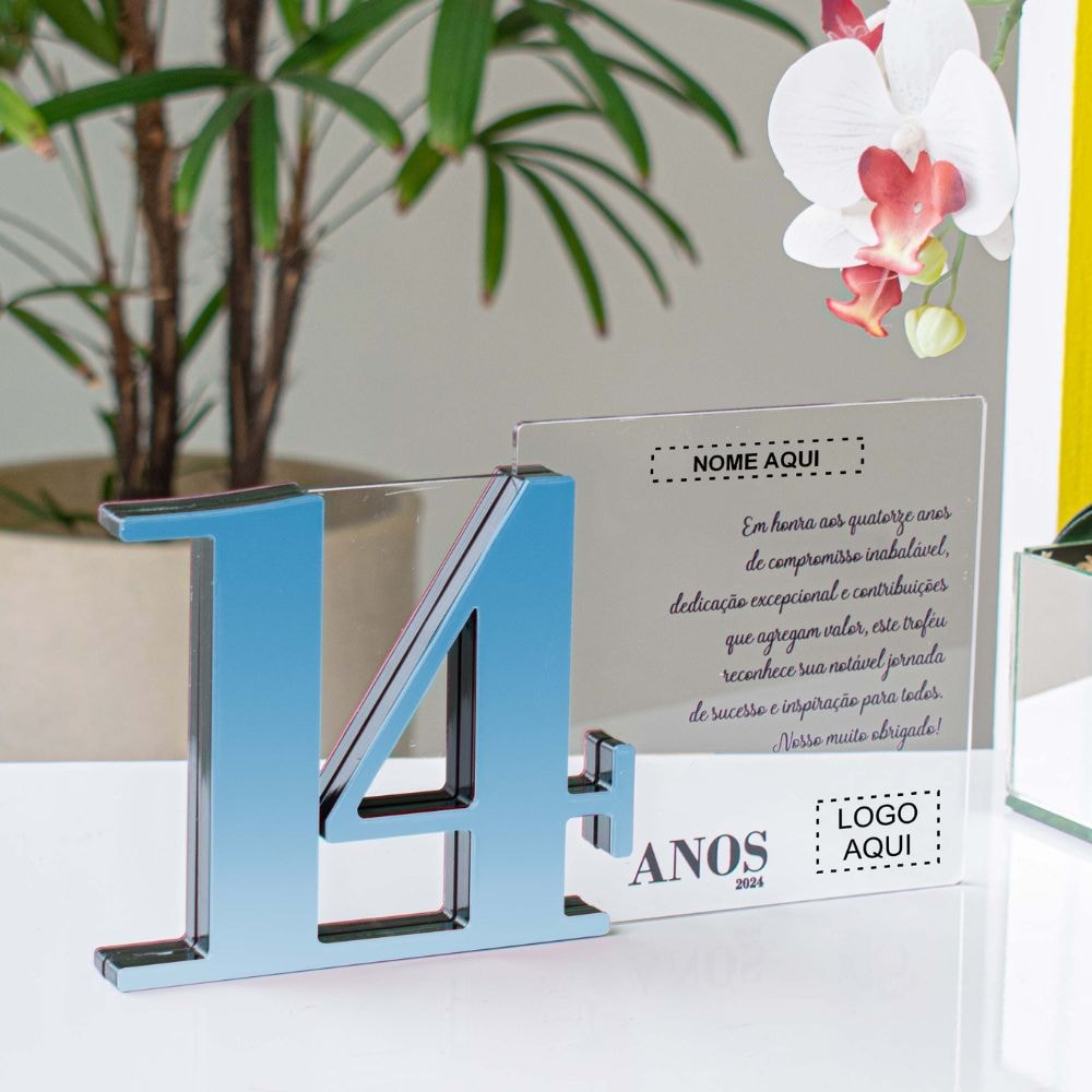 Placa Homenagem em Acrílico Personalizada 14 Anos Placa Homenagem em Acrílico Personalizada 14 Anos