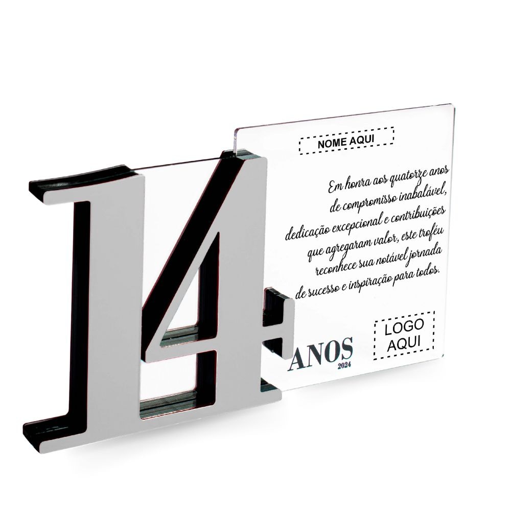 Placa Homenagem em Acrílico Personalizada 14 Anos Placa Homenagem em Acrílico Personalizada 14 Anos