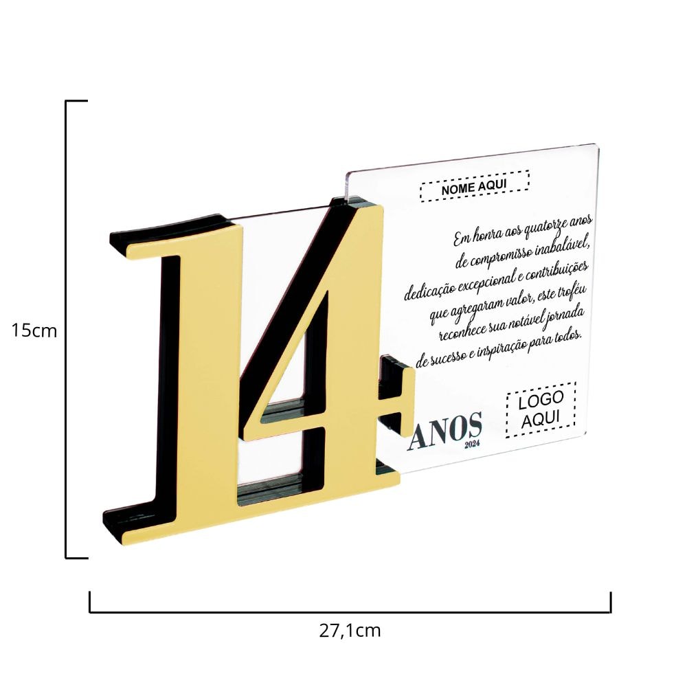 Placa Homenagem em Acrílico Personalizada 14 Anos Placa Homenagem em Acrílico Personalizada 14 Anos