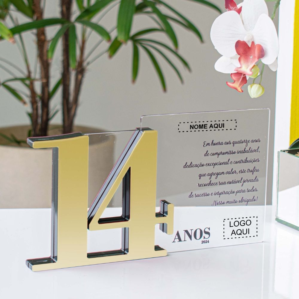 Placa Homenagem em Acrílico Personalizada 14 Anos Placa Homenagem em Acrílico Personalizada 14 Anos