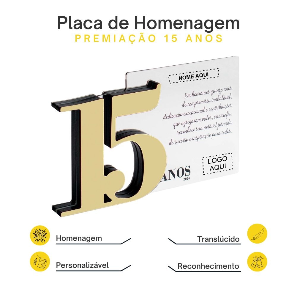 Placa Homenagem em Acrílico Personalizada 15 Anos Placa Homenagem em Acrílico Personalizada 15 Anos