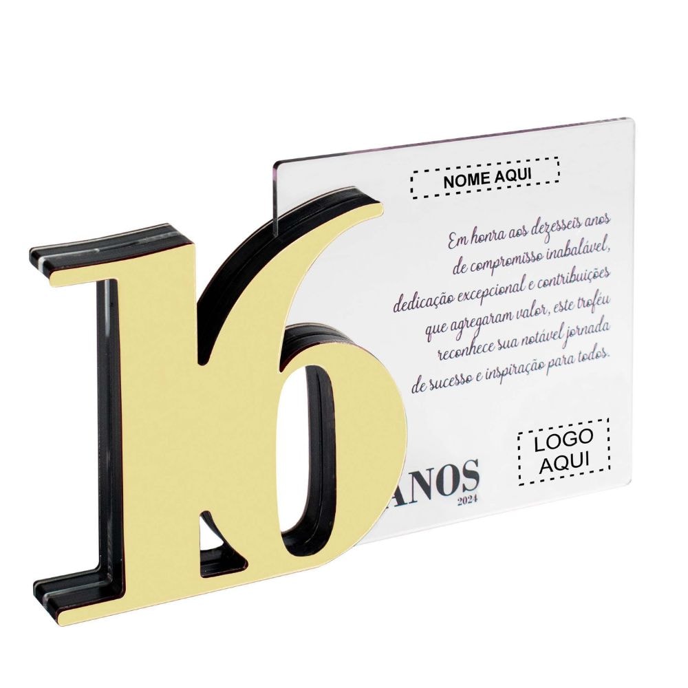 Placa Homenagem em Acrílico Personalizada 16 Anos Placa Homenagem em Acrílico Personalizada 16 Anos