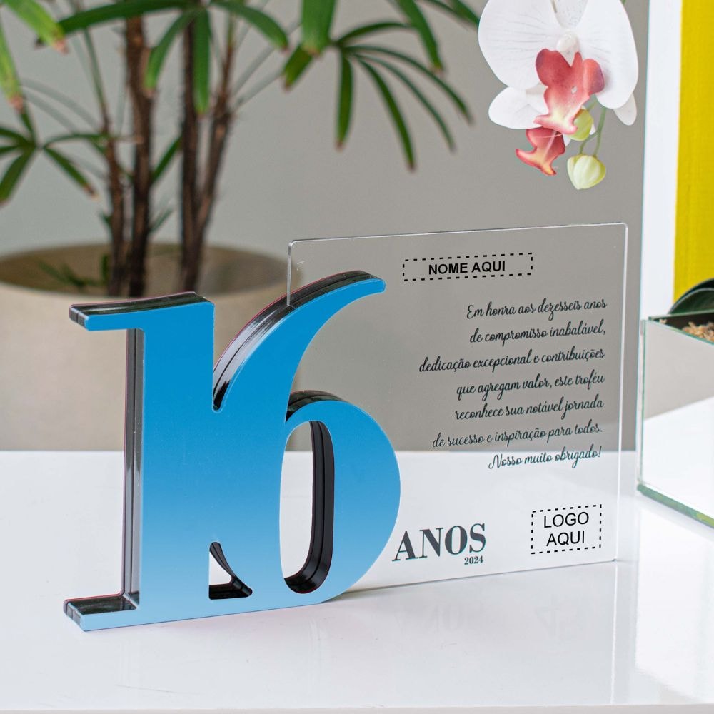 Placa Homenagem em Acrílico Personalizada 16 Anos Placa Homenagem em Acrílico Personalizada 16 Anos