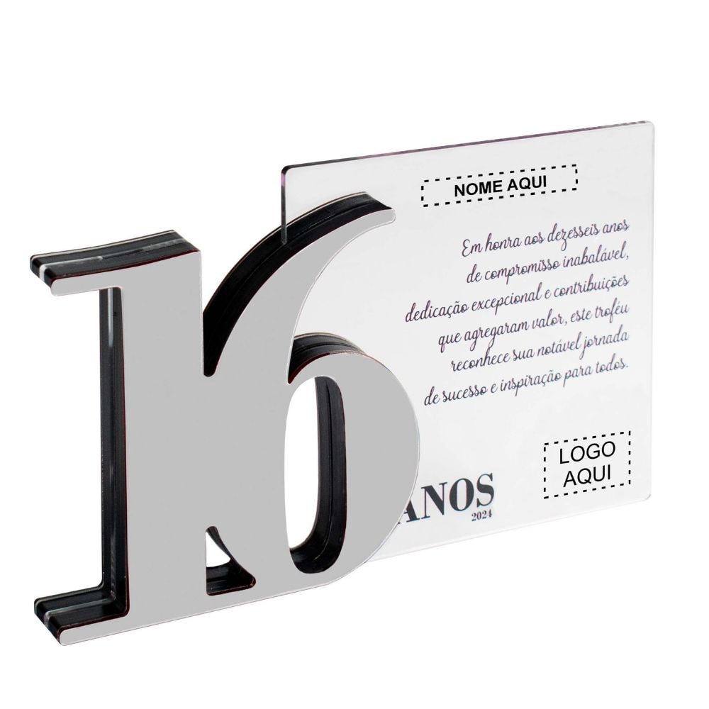 Placa Homenagem em Acrílico Personalizada 16 Anos Placa Homenagem em Acrílico Personalizada 16 Anos
