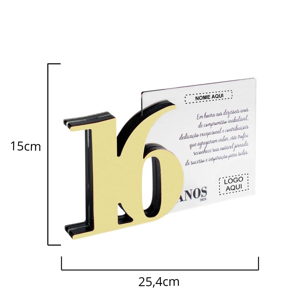 Placa Homenagem em Acrílico Personalizada 16 Anos Placa Homenagem em Acrílico Personalizada 16 Anos