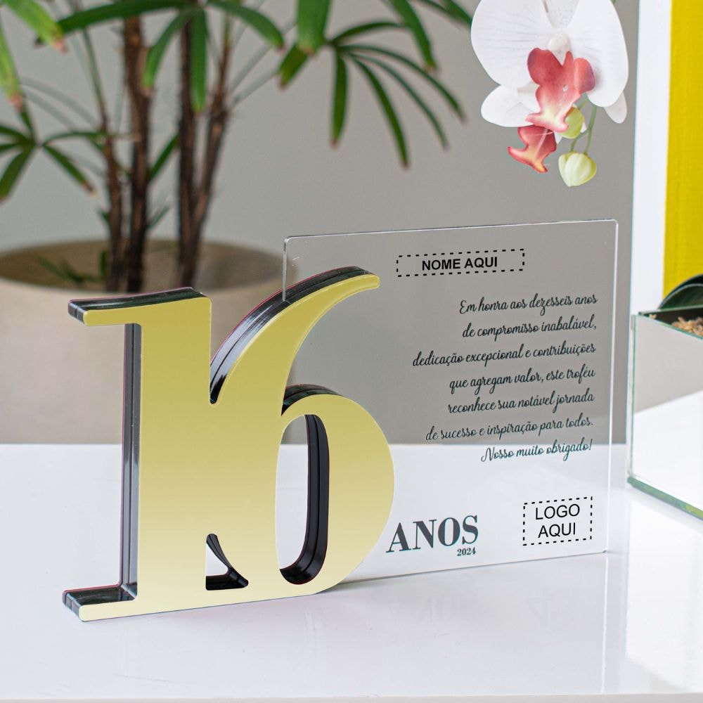 Placa Homenagem em Acrílico Personalizada 16 Anos Placa Homenagem em Acrílico Personalizada 16 Anos