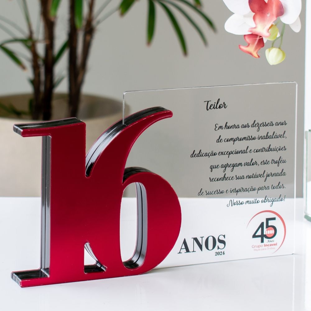 Placa Homenagem em Acrílico Personalizada 16 Anos Placa Homenagem em Acrílico Personalizada 16 Anos