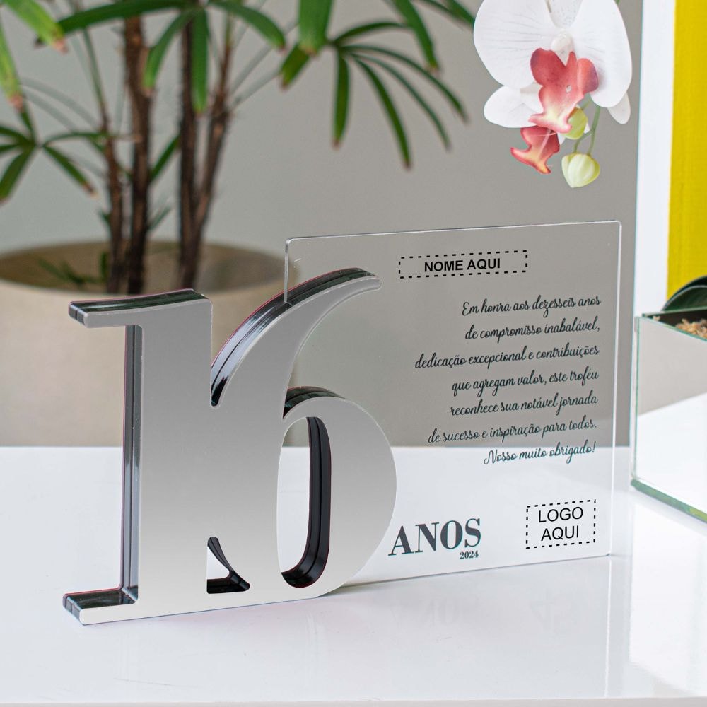 Placa Homenagem em Acrílico Personalizada 16 Anos Placa Homenagem em Acrílico Personalizada 16 Anos