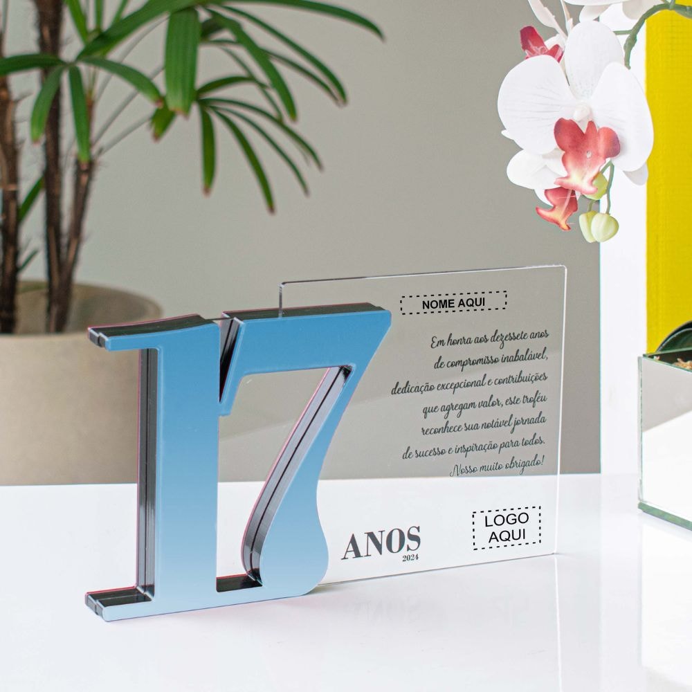 Placa Homenagem em Acrílico Personalizada 17 Anos Placa Homenagem em Acrílico Personalizada 17 Anos