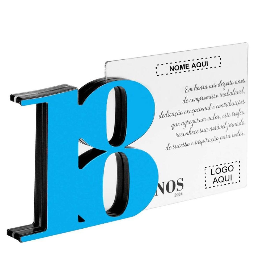 Placa Homenagem em Acrílico Personalizada 18 Anos Placa Homenagem em Acrílico Personalizada 18 Anos