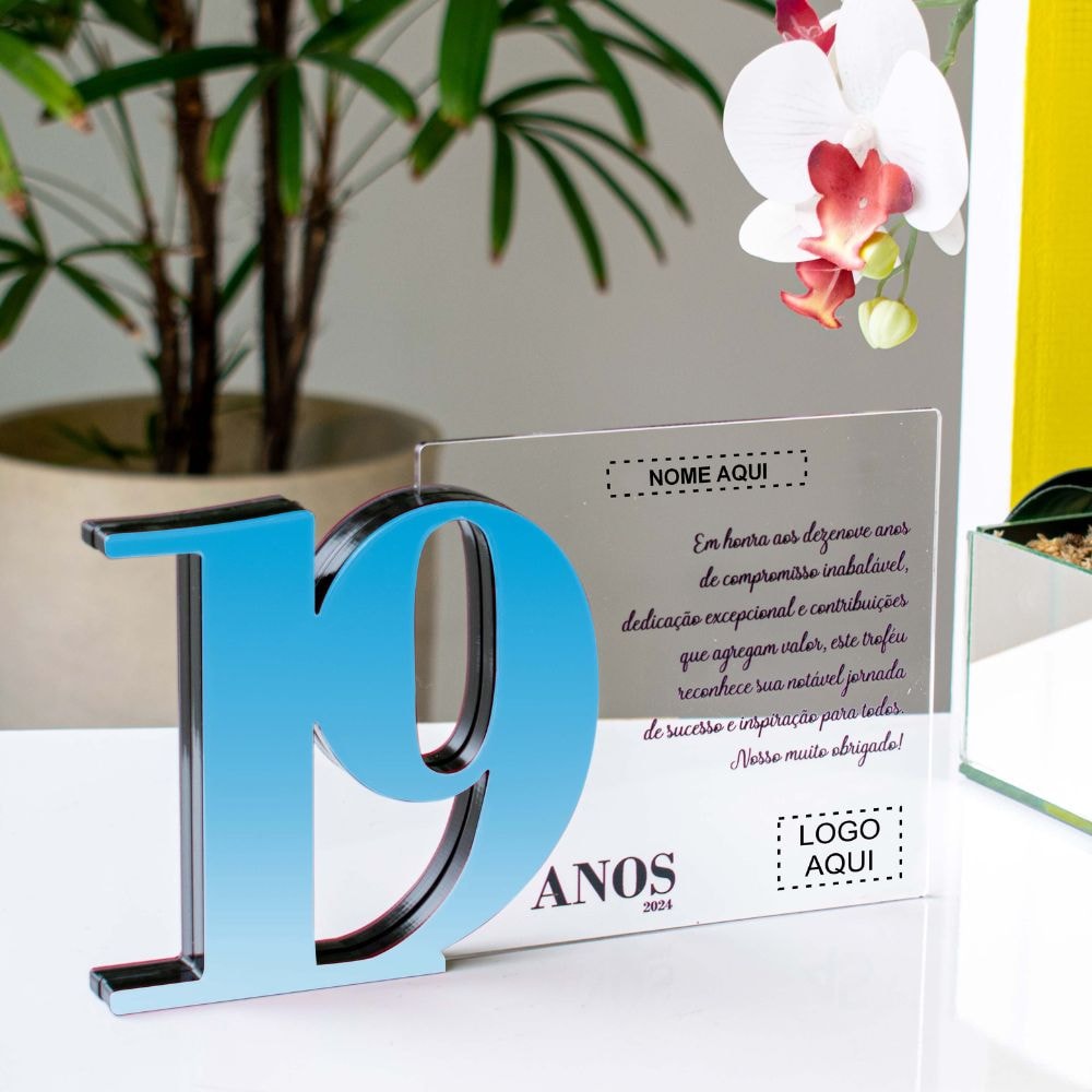 Placa Homenagem em Acrílico Personalizada 19 Anos Placa Homenagem em Acrílico Personalizada 19 Anos