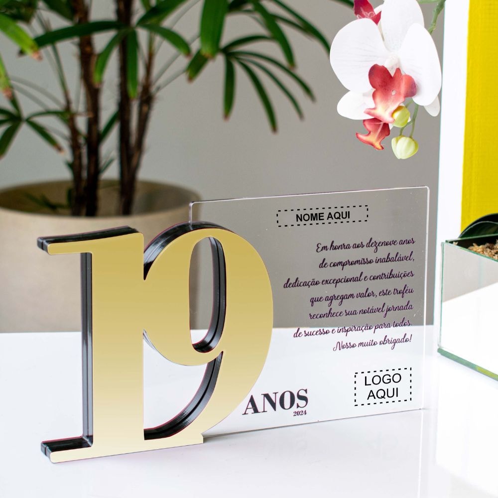 Placa Homenagem em Acrílico Personalizada 19 Anos Placa Homenagem em Acrílico Personalizada 19 Anos