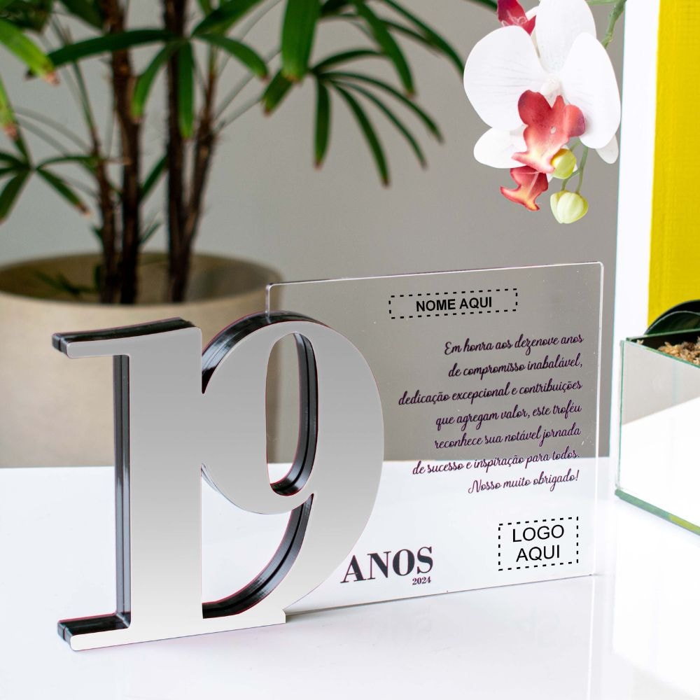 Placa Homenagem em Acrílico Personalizada 19 Anos Placa Homenagem em Acrílico Personalizada 19 Anos