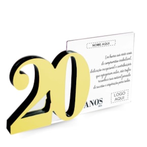 Placa Homenagem em Acrílico Personalizada 20 Anos
