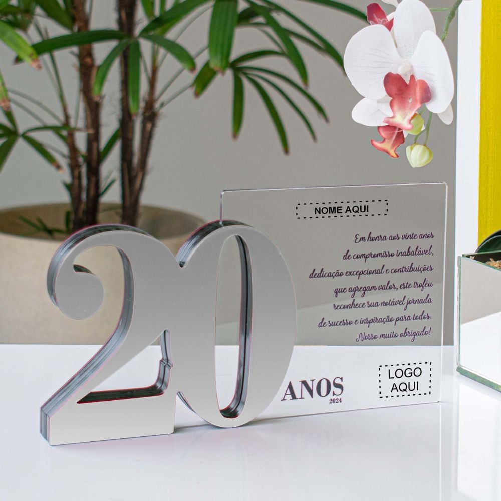Placa Homenagem em Acrílico Personalizada 20 Anos Placa Homenagem em Acrílico Personalizada 20 Anos