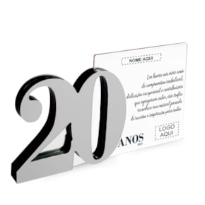 Placa Homenagem em Acrílico Personalizada 20 Anos