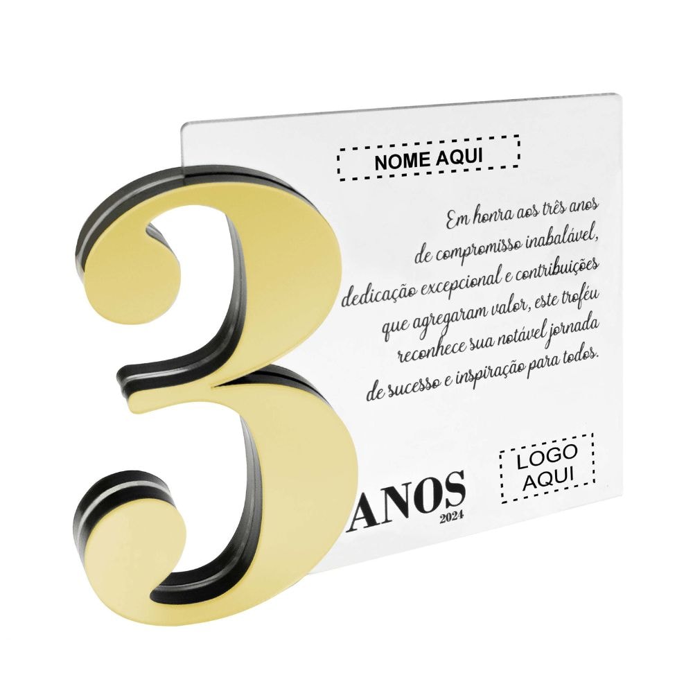 Placa Homenagem em Acrílico Personalizada 3 Anos Placa Homenagem em Acrílico Personalizada 3 Anos
