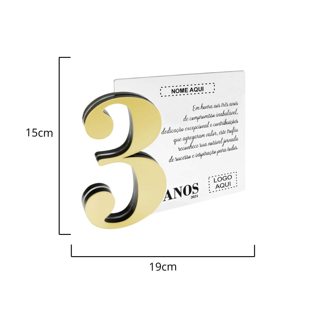 Placa Homenagem em Acrílico Personalizada 3 Anos Placa Homenagem em Acrílico Personalizada 3 Anos