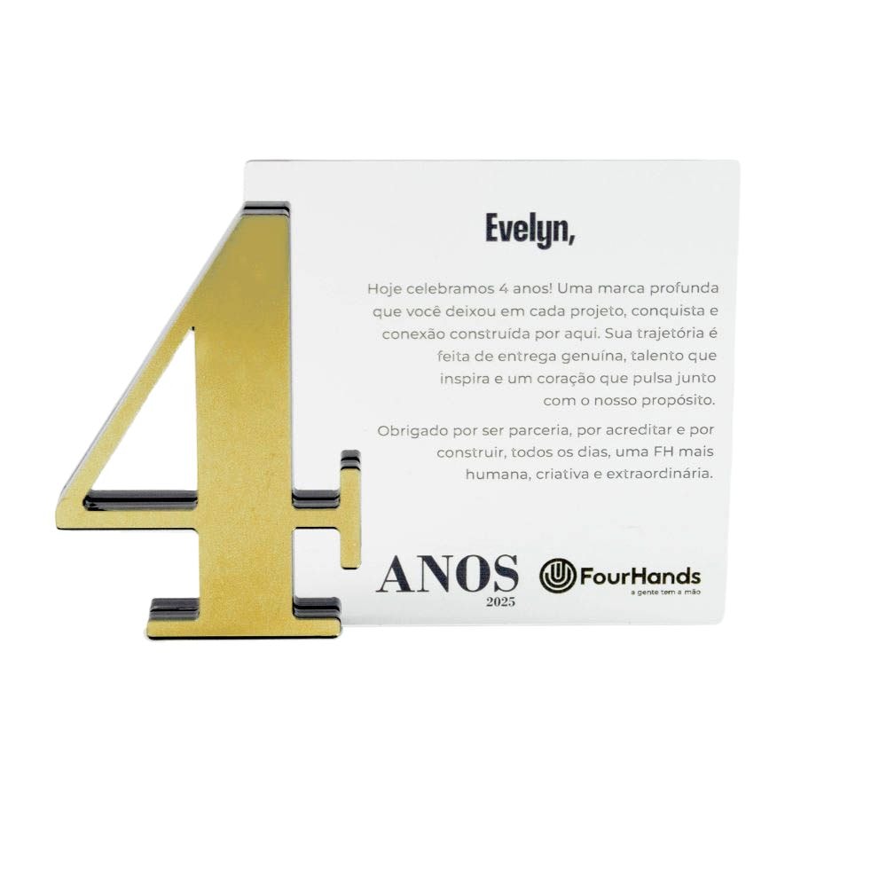 Placa Homenagem em Acrílico Personalizada 4 Anos