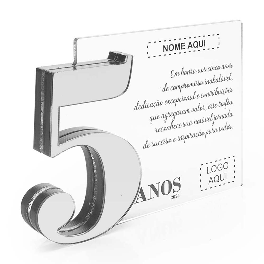 Placa Homenagem em Acrílico Personalizada 5 Anos Placa Homenagem em Acrílico Personalizada 5 Anos