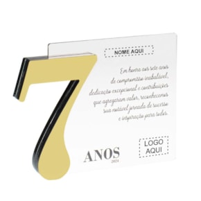 Placa Homenagem em Acrílico Personalizada 7 Anos