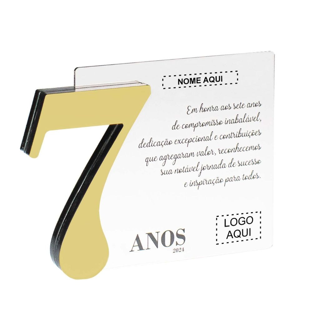 Placa Homenagem em Acrílico Personalizada 7 Anos Placa Homenagem em Acrílico Personalizada 7 Anos