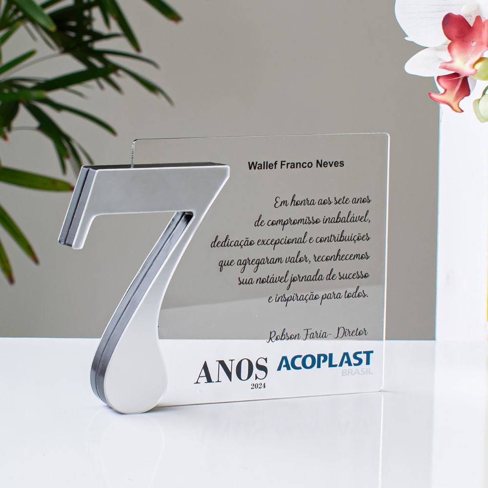 Placa Homenagem em Acrílico Personalizada 7 Anos Placa Homenagem em Acrílico Personalizada 7 Anos