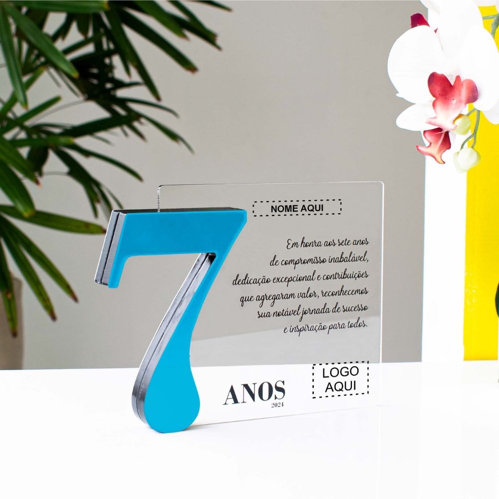 Placa Homenagem em Acrílico Personalizada 7 Anos Placa Homenagem em Acrílico Personalizada 7 Anos