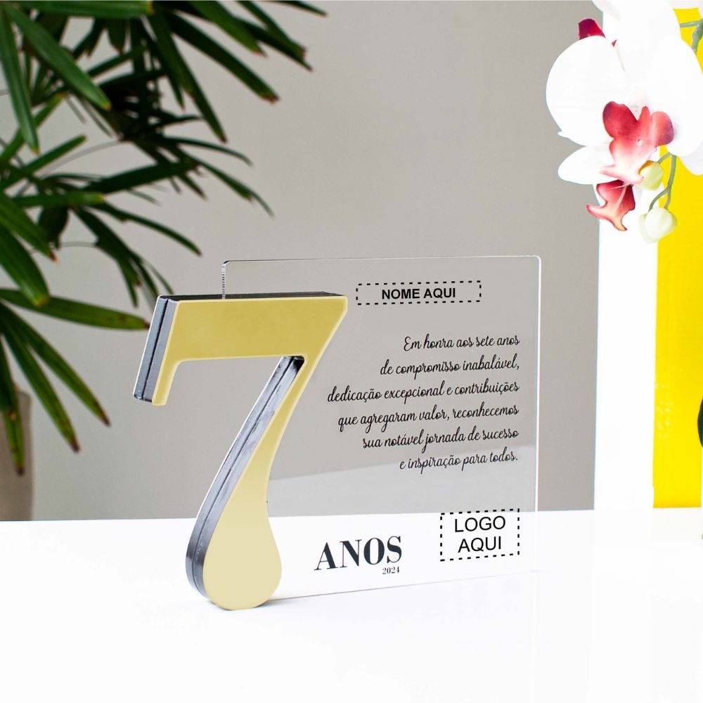 Placa Homenagem em Acrílico Personalizada 7 Anos Placa Homenagem em Acrílico Personalizada 7 Anos