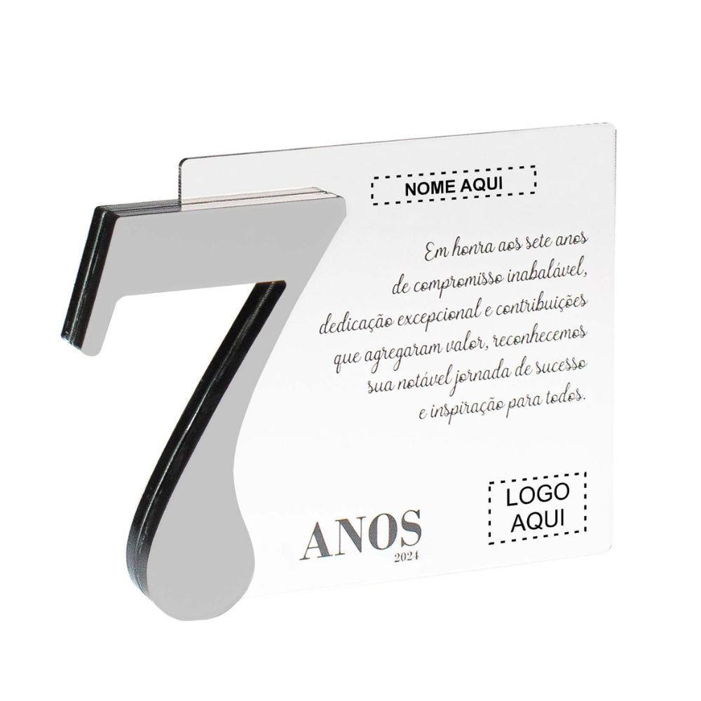 Placa Homenagem em Acrílico Personalizada 7 Anos Placa Homenagem em Acrílico Personalizada 7 Anos