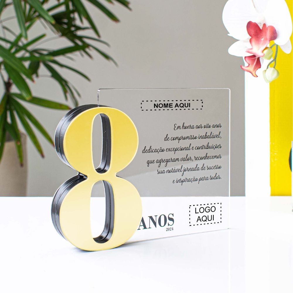 Placa Homenagem em Acrílico Personalizada 8 Anos Placa Homenagem em Acrílico Personalizada 8 Anos