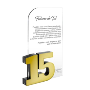 Placa Homenagem Vertical em Acrílico Personalizada 15 Anos