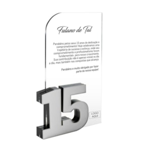Placa Homenagem Vertical em Acrílico Personalizada 15 Anos