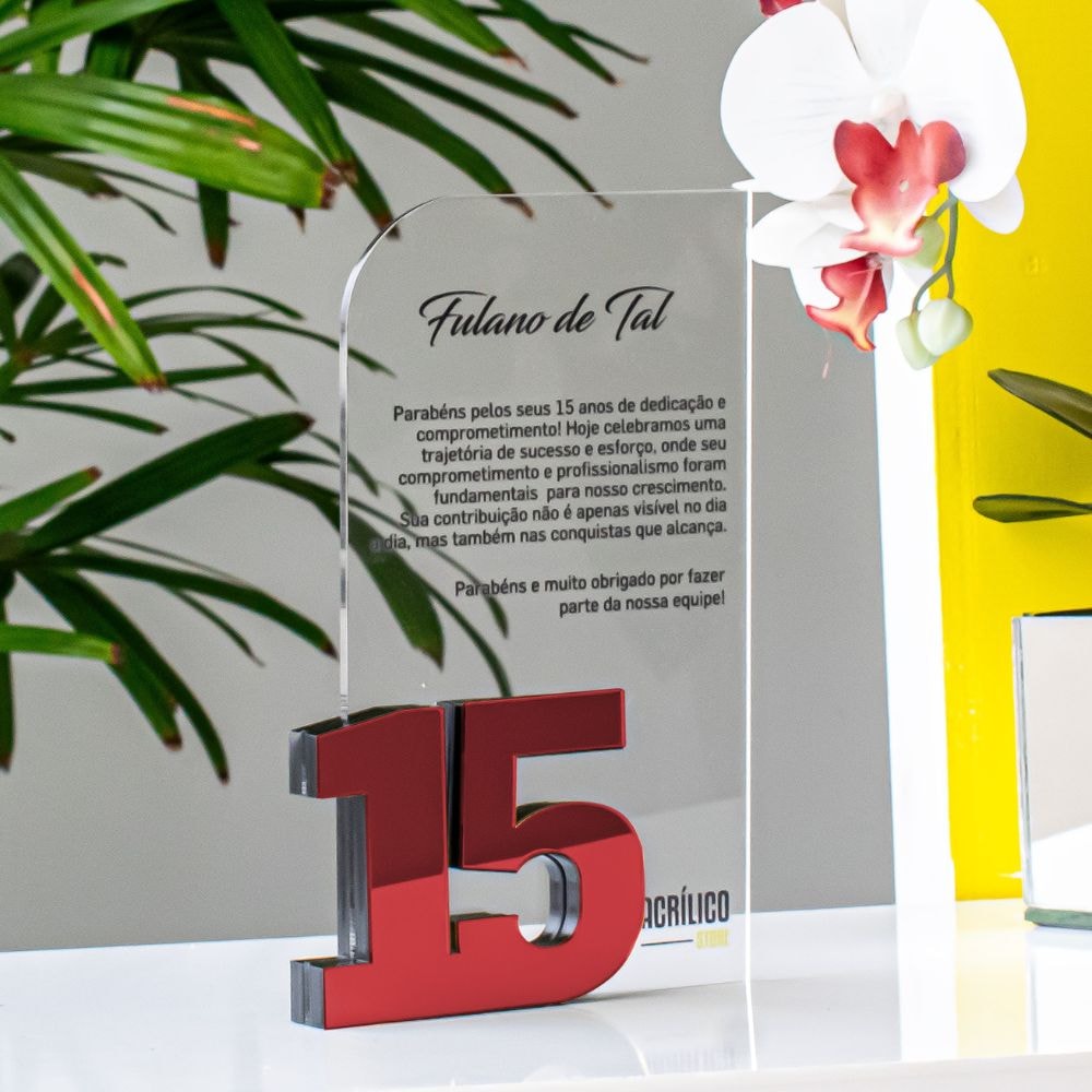 Placa Homenagem Vertical em Acrílico Personalizada 15 Anos Placa Homenagem Vertical em Acrílico Personalizada 15 Anos