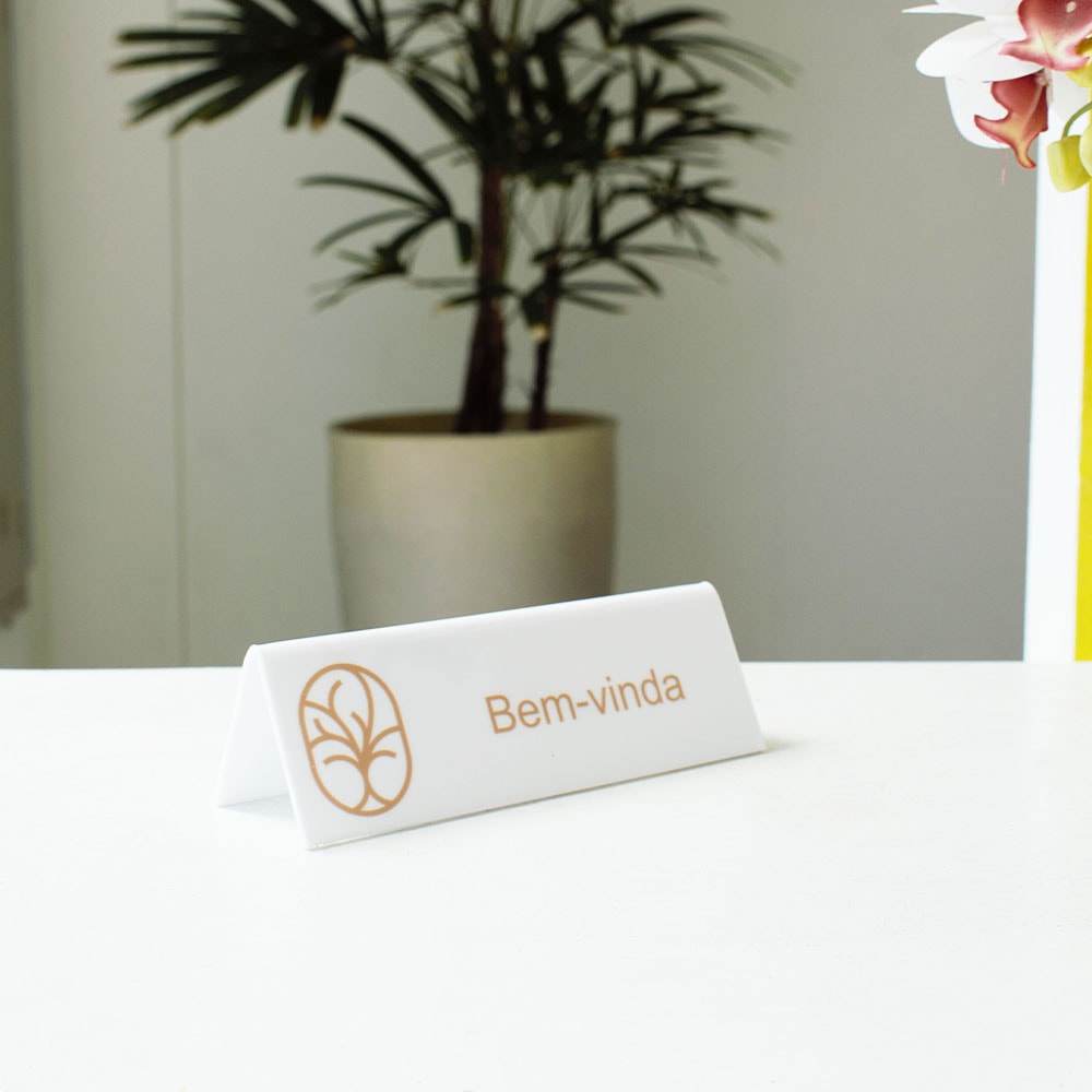 Placa Prisma para Identificação de Mesa Personalizado Placa Prisma para Identificação de Mesa Personalizado