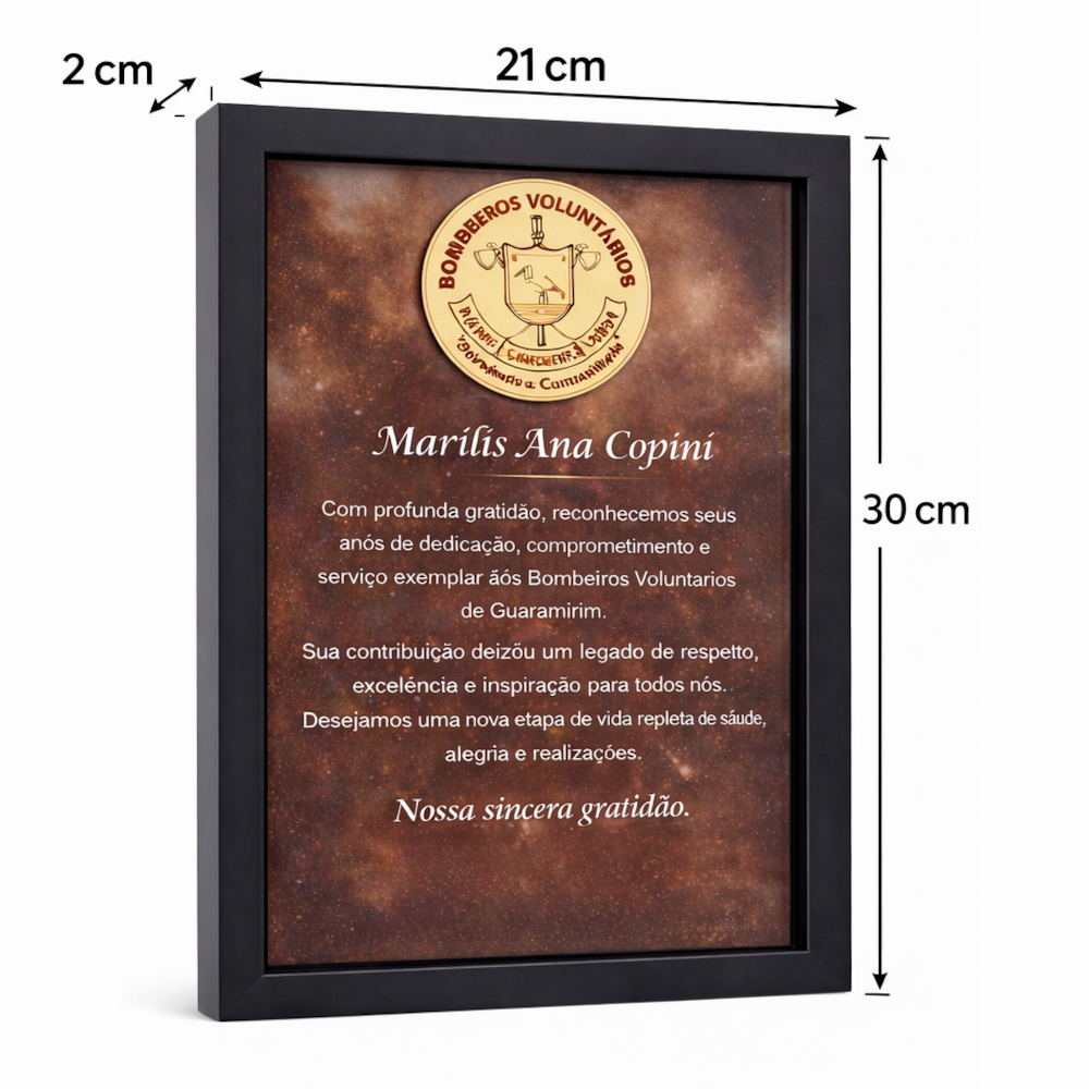 Placa Quadro de Premiação A5