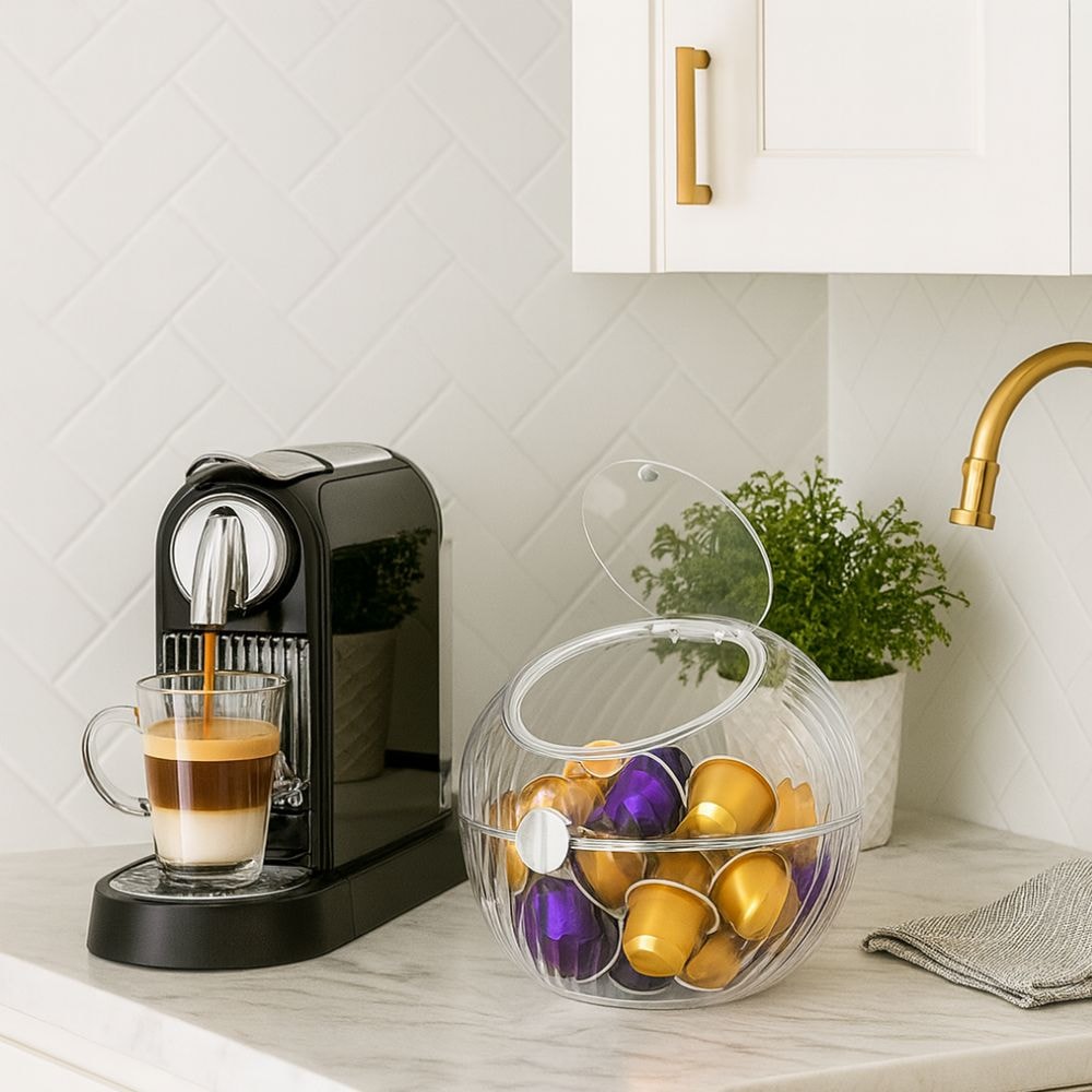 Porta Cápsulas de Café em Acrílico com Tampa