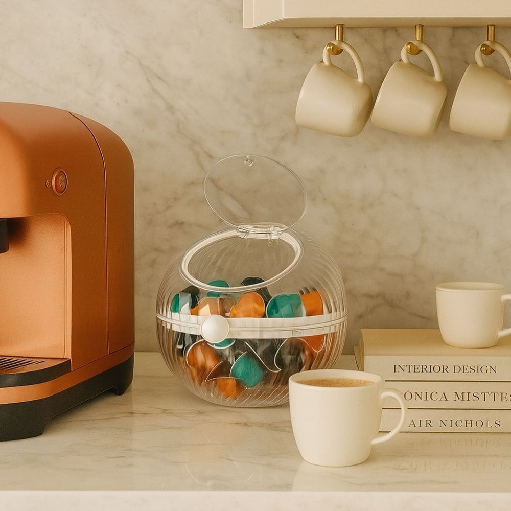 Porta Cápsulas de Café em Acrílico com Tampa