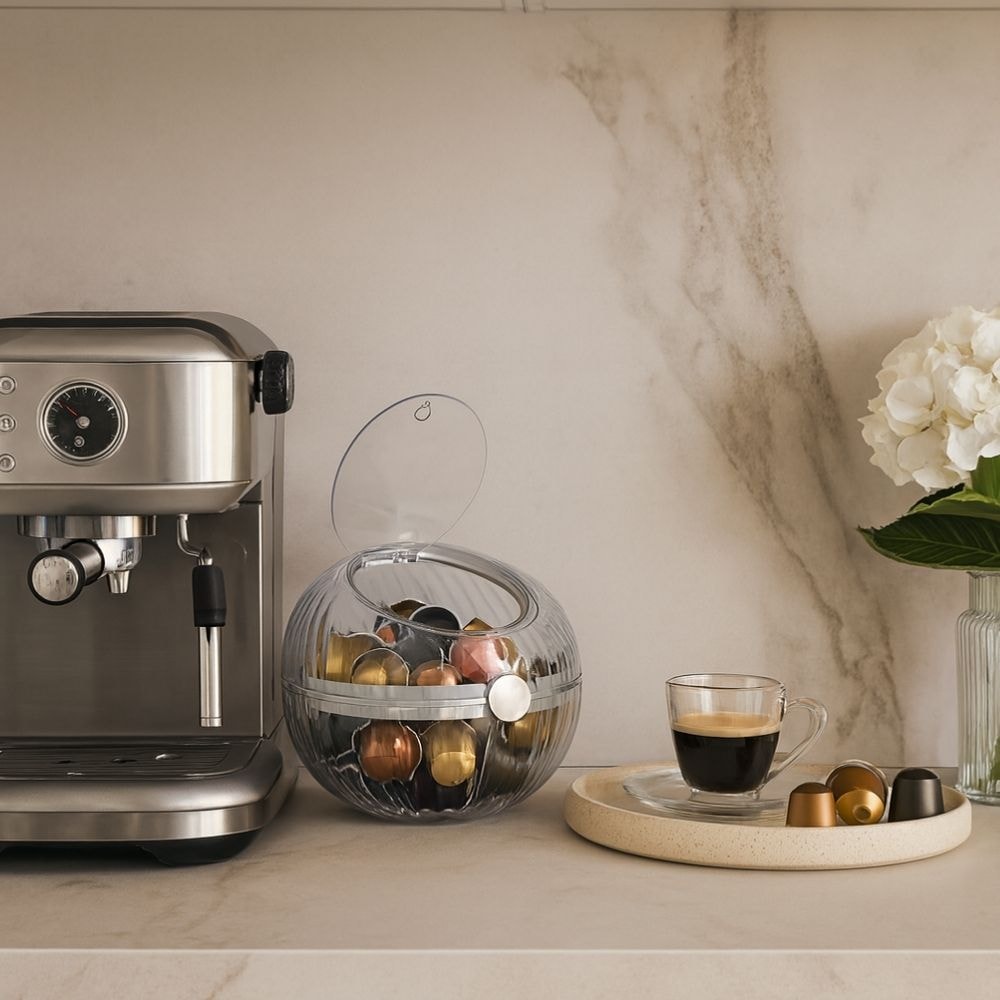 Porta Cápsulas de Café em Acrílico com Tampa Porta Cápsulas de Café em Acrílico com Tampa