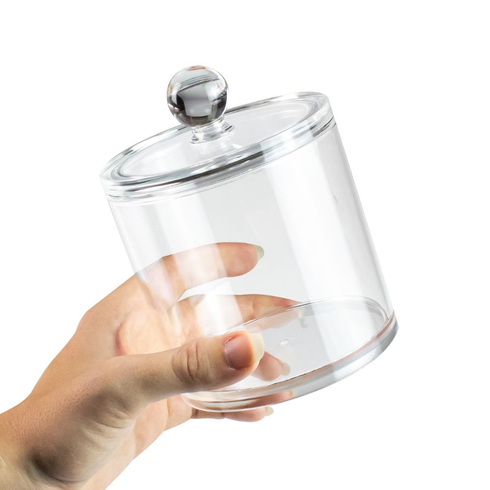 Porta Cotonete em Acrílico Com Tampa Porta Cotonete em Acrílico Com Tampa