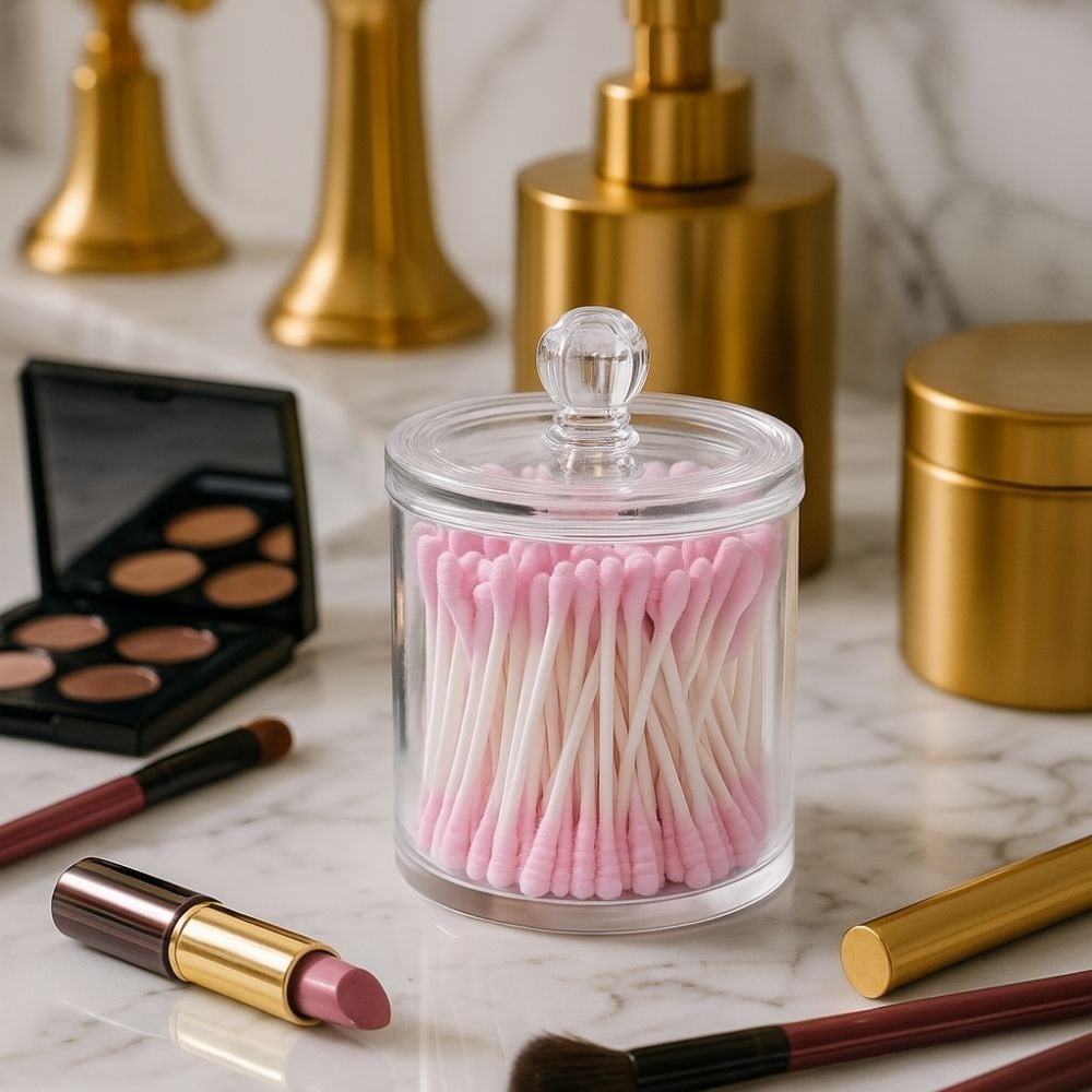 Porta Cotonete em Acrílico Com Tampa Porta Cotonete em Acrílico Com Tampa