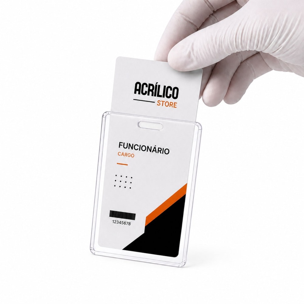 Porta Crachá Identificação PVC Rígido Tamanho 5,4x9cm
